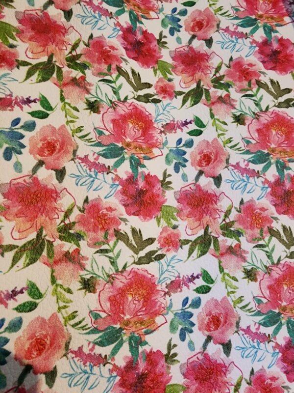 VINYL 1/2 YARD - 3cm Floral lined pink - RETAIL