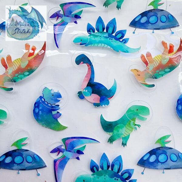 VINYL - Printed Clear Jelly Vinyl - Space Dinos